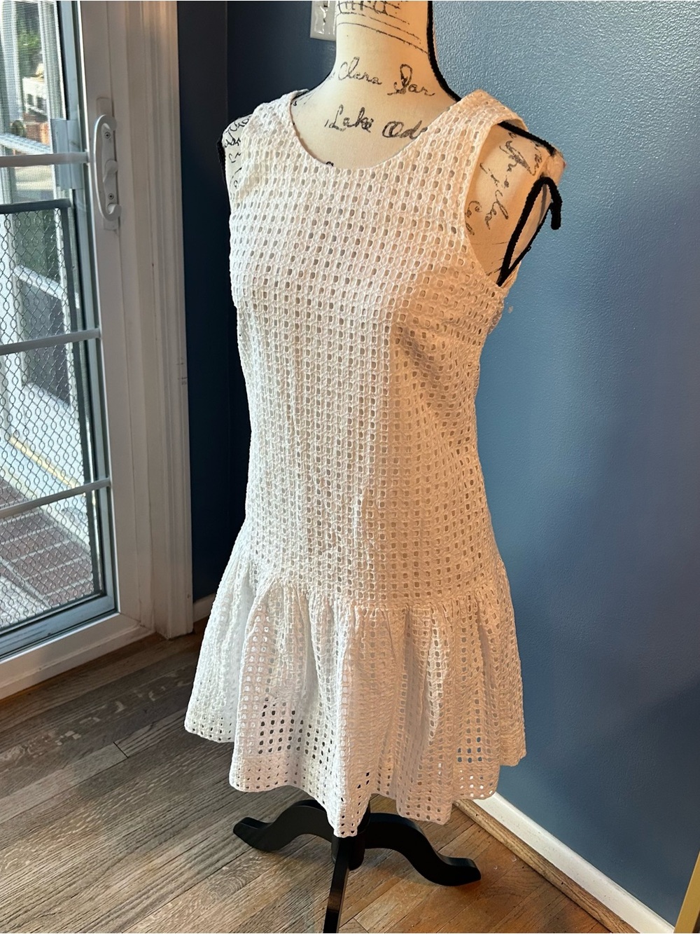 J Crew square eyelet a-line dress